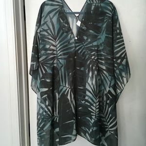 Marla Wynne Blue/Green Chiffon Overlay Tunic